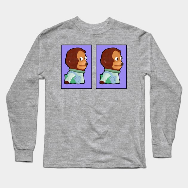 Awkward Monkey Looking Away Puppet Meme Long Sleeve T-Shirt by Barnyardy